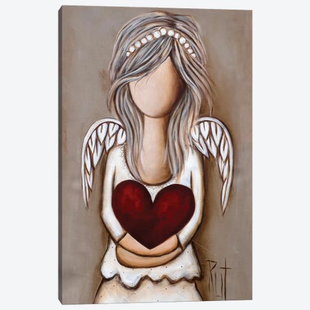 Girl Holding Red Heart Canvas Print #RAC36} by Ruth's Angels Canvas Art Print