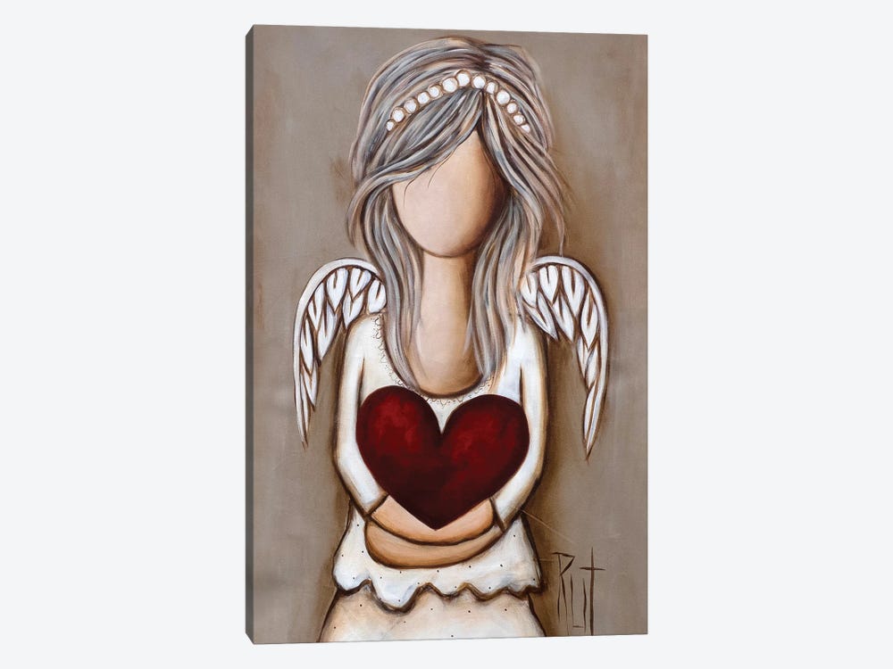Girl Holding Red Heart by Ruth's Angels 1-piece Canvas Art