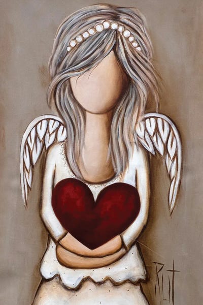 Romantic Bedroom (Love): Girl Holding Red Heart by Ruth's Angels