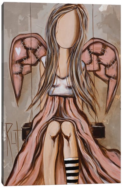 Angel On Swing Canvas Art Print - Angel Art