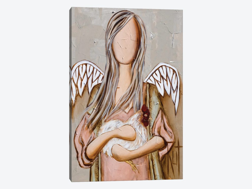 Angel Holding Chicken by Ruth's Angels 1-piece Canvas Art