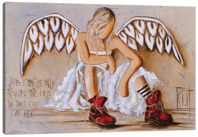 She Confidently Trusts Canvas Art Print - Angel Art