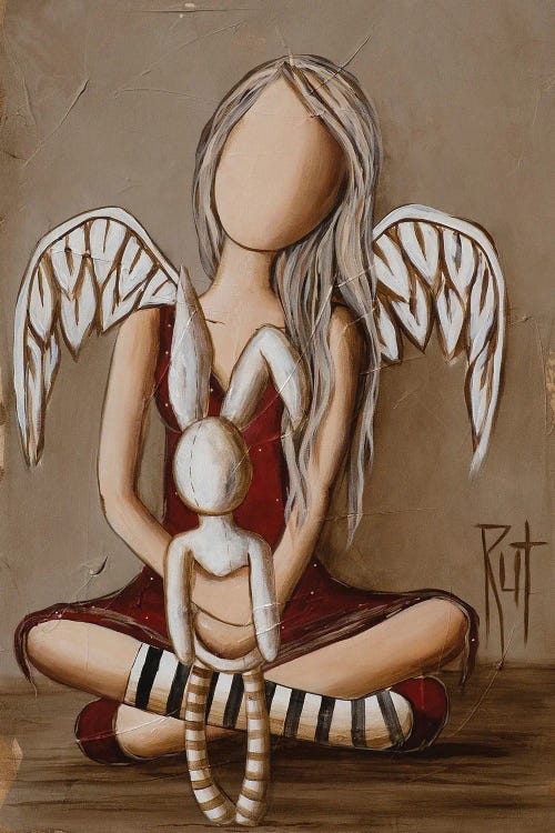 Angel Holding Rabbit by Ruth's Angels wall art
