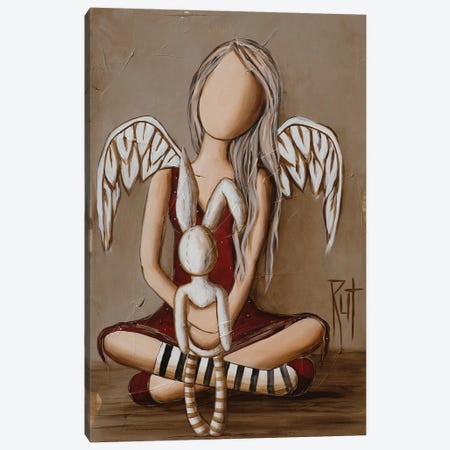 Angel Holding Rabbit Canvas Print #RAC93} by Ruth's Angels Canvas Artwork