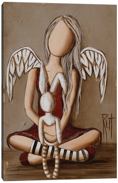 Angel Holding Rabbit Canvas Art Print - Ruth's Angels