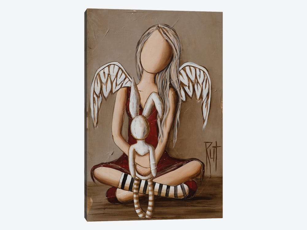 Angel Holding Rabbit by Ruth's Angels 1-piece Canvas Print