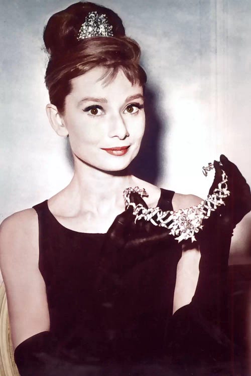 Audrey Hepburn Showing Necklace by Radio Days wall art
