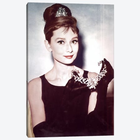 Audrey Hepburn Showing Necklace Canvas Print #RAD10} by Radio Days Canvas Print