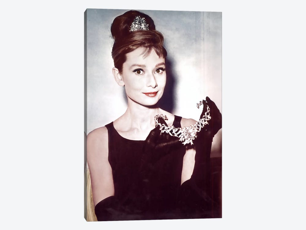 Audrey Hepburn Showing Necklace by Radio Days 1-piece Canvas Art Print