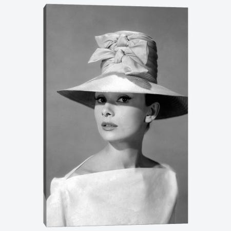 Audrey Hepburn In A Tall Two-Bowed Hat Canvas Print #RAD11} by Radio Days Canvas Print