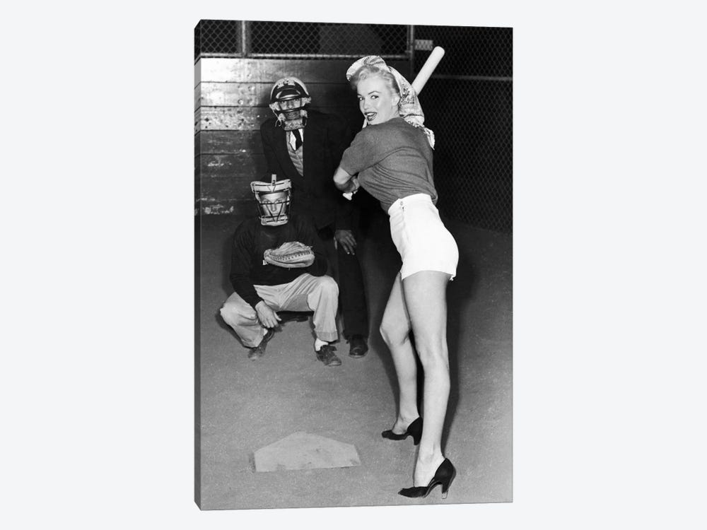 Marilyn Monroe At The Plate In Black Heels by Radio Days 1-piece Canvas Wall Art