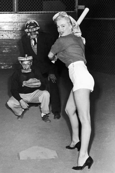 Baseball: Marilyn Monroe At The Plate In Black Heels by Radio Days