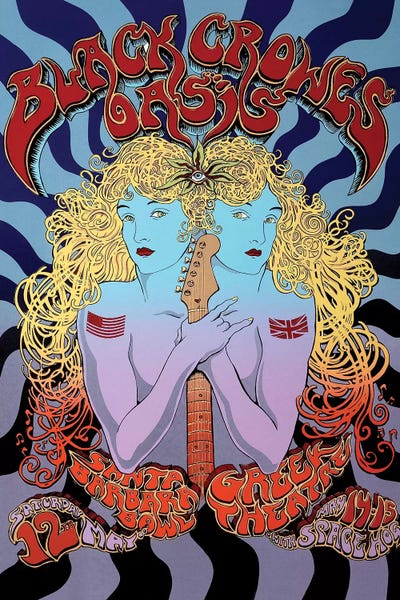 Psychedelic: 2001 Tour Of Brotherly Love (The Black Crowes, Oasis, Space Hog) Poster by Radio Days