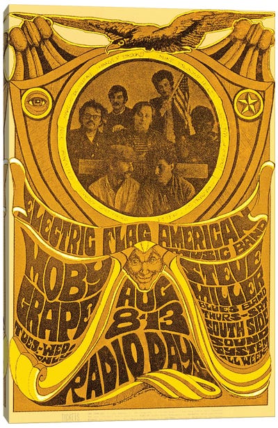 Electric Flag American Music Band, Moby Grape, Steve Miller Blues Band And South Side Sound System At The Filmore Tribute Poster Canvas Art Print - Radio Days