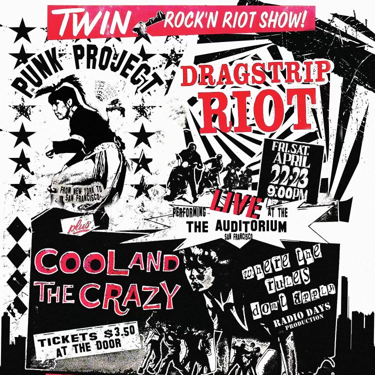 Dragstrip Riot & Cool And The Crazy Double Feature Tribute Poster by Radio Days wall art
