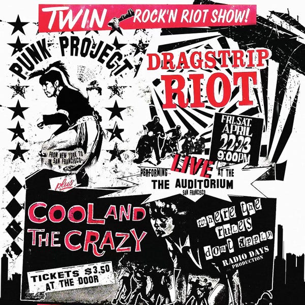 Concert Posters: Dragstrip Riot & Cool And The Crazy Double Feature Tribute Poster by Radio Days