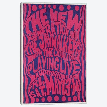 The New Generation, The Jaywalkers & The Charlatans At The Fillmore Auditorium Poster, May 1966 Canvas Print #RAD137} by Radio Days Art Print