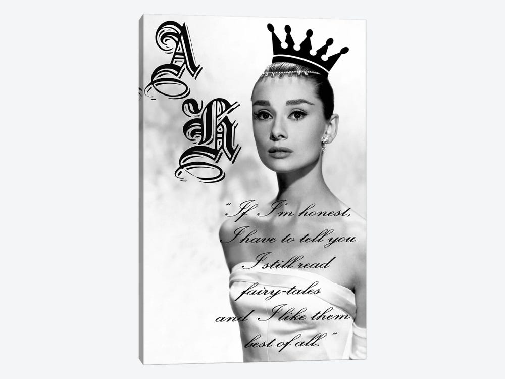 Audrey Hepburn Black And White Fairytales by Radio Days 1-piece Canvas Wall Art