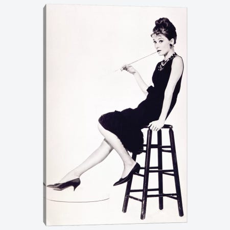 Audrey Hepburn Black And White Stool Canvas Print #RAD142} by Radio Days Art Print