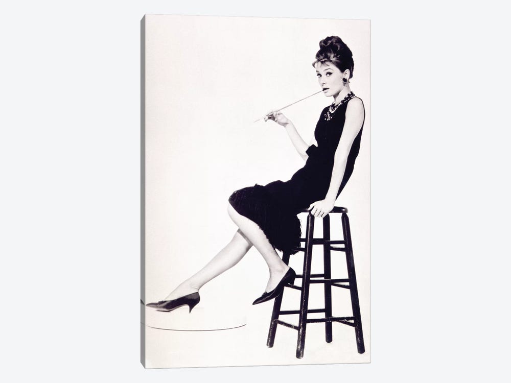 Audrey Hepburn Black And White Stool by Radio Days 1-piece Canvas Artwork