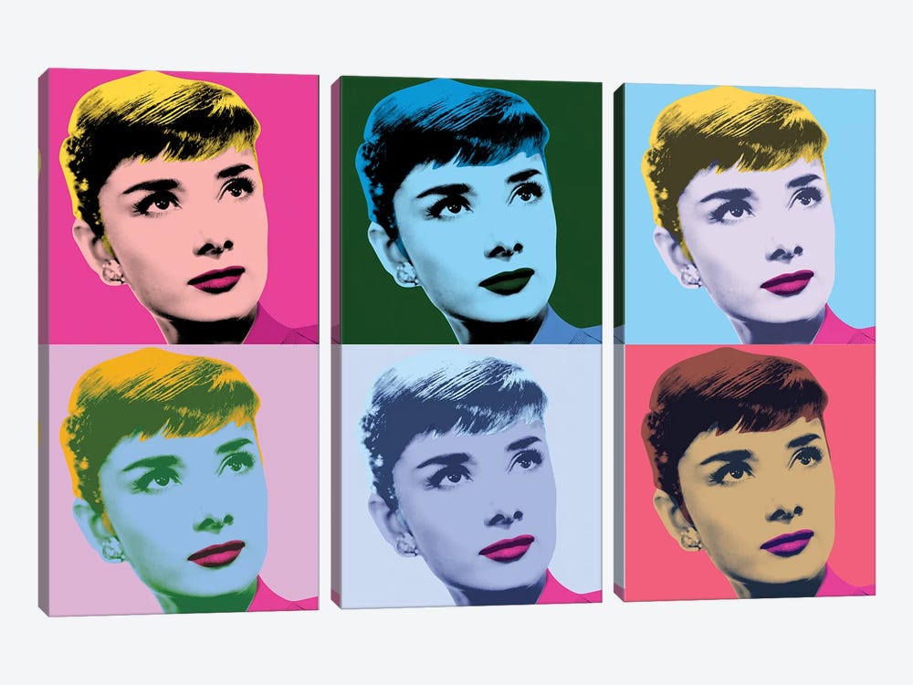 Audrey Hepburn Warhol Sabrina by Radio Days 3-piece Art Print