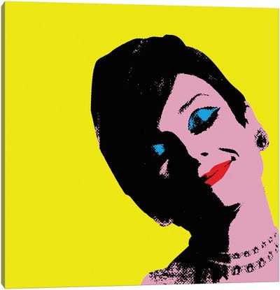 Audrey Hepburn Yellow Dots Canvas Art Print - Audrey Hepburn