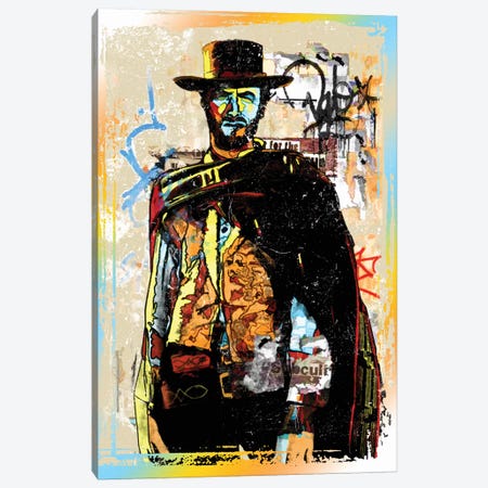 Clint Eastwood Graffiti Cowboy Canvas Print #RAD152} by Radio Days Canvas Art