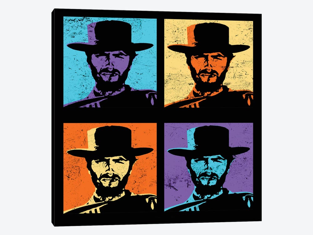 Clint Eastwood Multi Stamp by Radio Days 1-piece Canvas Art