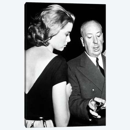 Grace Kelly Conversing With Alfred Hitchcock Canvas Print #RAD15} by Radio Days Canvas Art