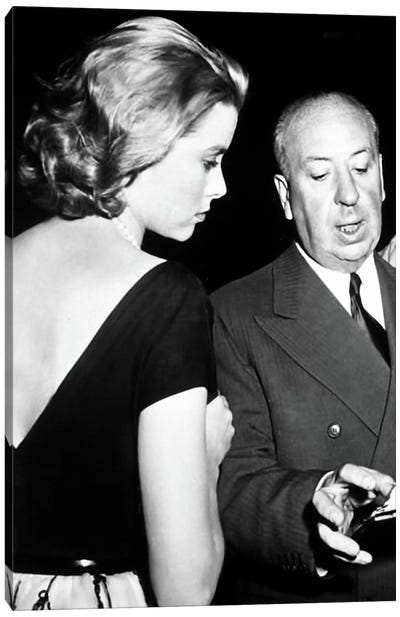 Grace Kelly Conversing With Alfred Hitchcock Canvas Art Print - Alfred Hitchcock