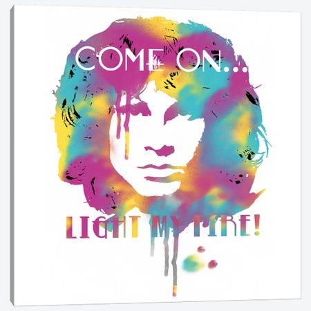 Jim Morrison Light My Fire Watercolor Canvas Print #RAD162} by Radio Days Canvas Print