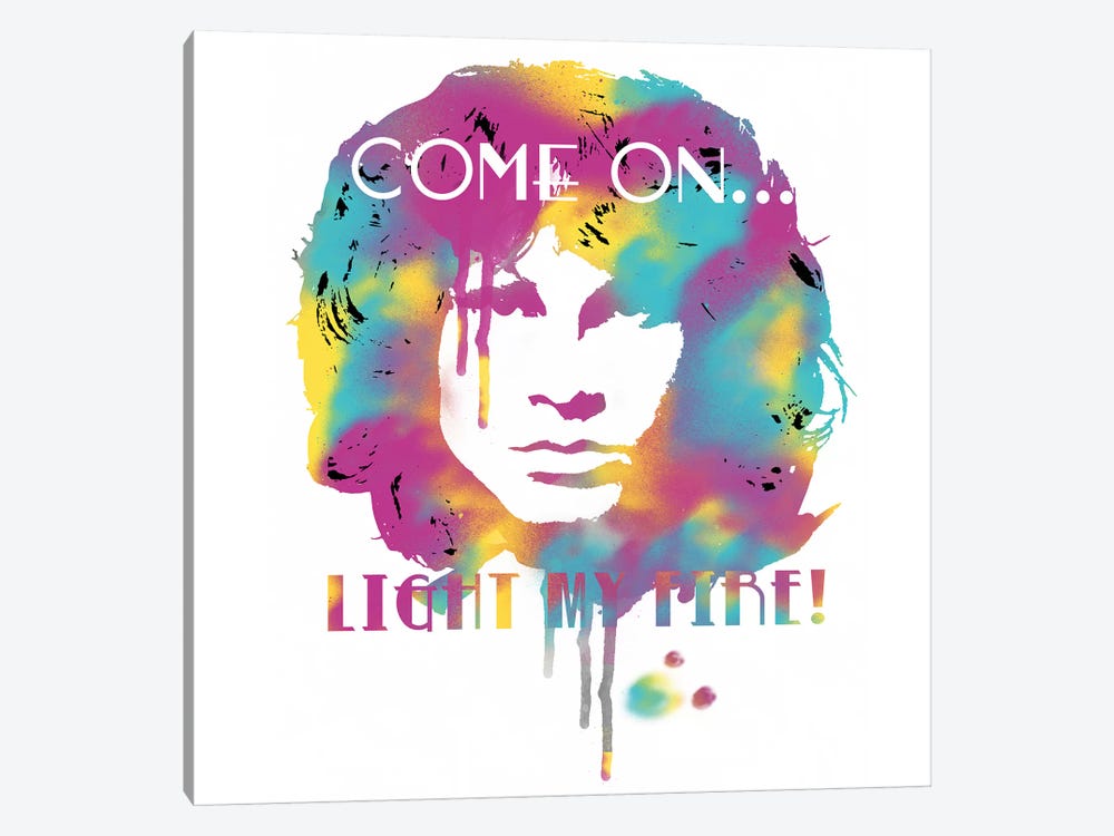 Jim Morrison Light My Fire Watercolor by Radio Days 1-piece Canvas Artwork