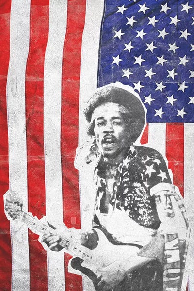 Jimi Hendrix Big Flag by Radio Days framed wall art