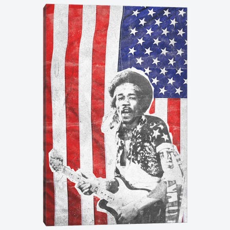 Jimi Hendrix Big Flag Canvas Print #RAD165} by Radio Days Canvas Art