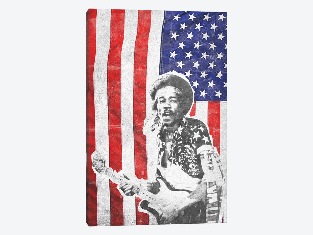 Jimi Hendrix Big Flag by Radio Days 1-piece Canvas Art Print