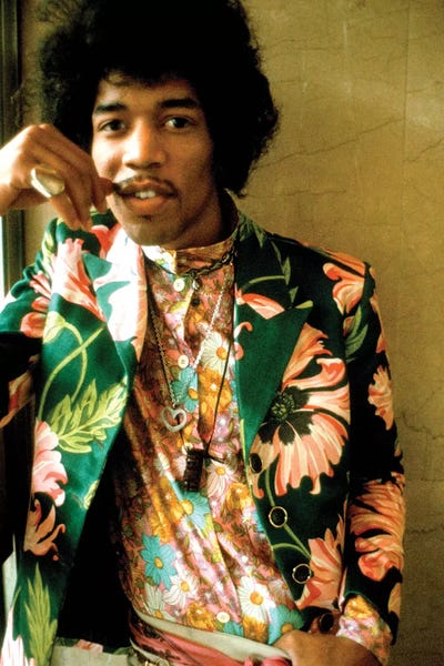 Musicians: Jimi Hendrix Colored Floral Jacket I by Radio Days