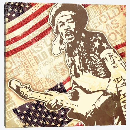 Jimi Hendrix USA Bold As Love Canvas Print #RAD167} by Radio Days Canvas Art