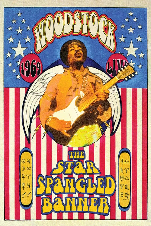 Jimi Hendrix Woodstock Star-Spangled Banner by Radio Days wall art