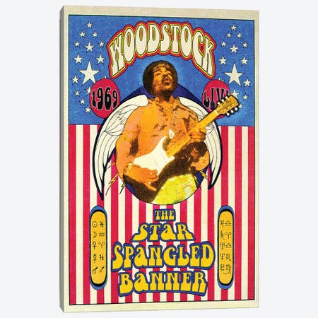 Jimi Hendrix Woodstock Star-Spangled Banner Canvas Print #RAD168} by Radio Days Canvas Print