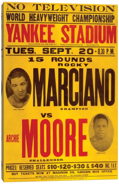 Marciano VS Moore Canvas Art Print - Boxing Art