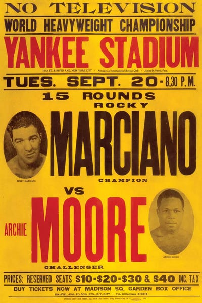 Vintage Posters: Marciano VS Moore by Radio Days