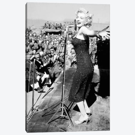 Marilyn Monroe Black And White Crowd Stopper 3 Canvas Print #RAD173} by Radio Days Canvas Art