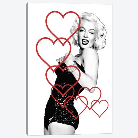 Marilyn Monroe Bubble Hearts Canvas Print #RAD174} by Radio Days Art Print