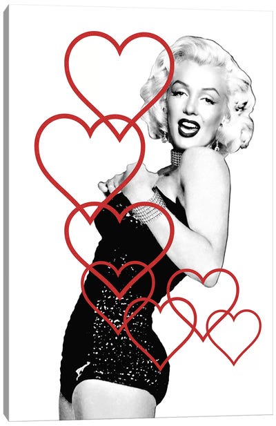 Marilyn Monroe Bubble Hearts Canvas Art Print - Radio Days