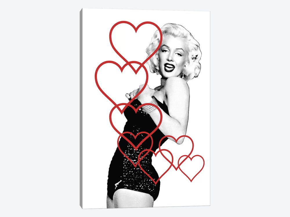 Marilyn Monroe Bubble Hearts by Radio Days 1-piece Canvas Print