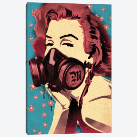 Marilyn Monroe Gas Mask Flower Canvas Print #RAD176} by Radio Days Canvas Art Print