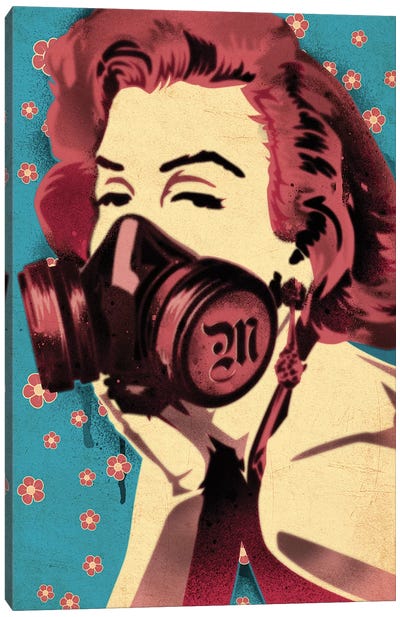 Marilyn Monroe Gas Mask Flower Canvas Art Print - Funky Art Finds