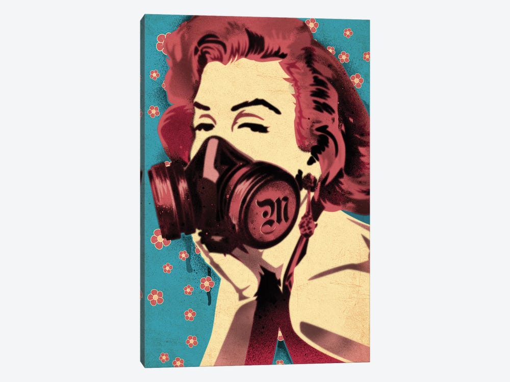 Marilyn Monroe Gas Mask Flower by Radio Days 1-piece Canvas Print