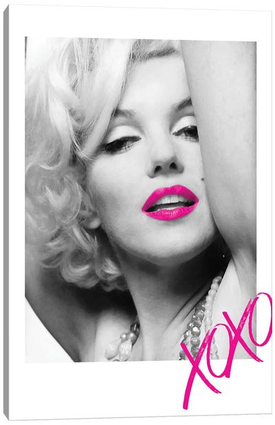 Marilyn Monroe Pink XOXO Canvas Art Print - Black & White Photography