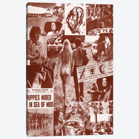 Woodstock Collage Sea Of Mud Canvas Print #RAD184} by Radio Days Canvas Artwork